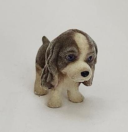 Flocked Puppy In My Pocket Purple Eyes King Charles Spaniel Toy Dog Figure Gray