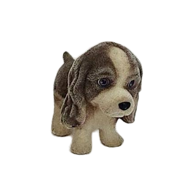 Flocked Puppy In My Pocket Purple Eyes King Charles Spaniel Toy Dog Figure Gray
