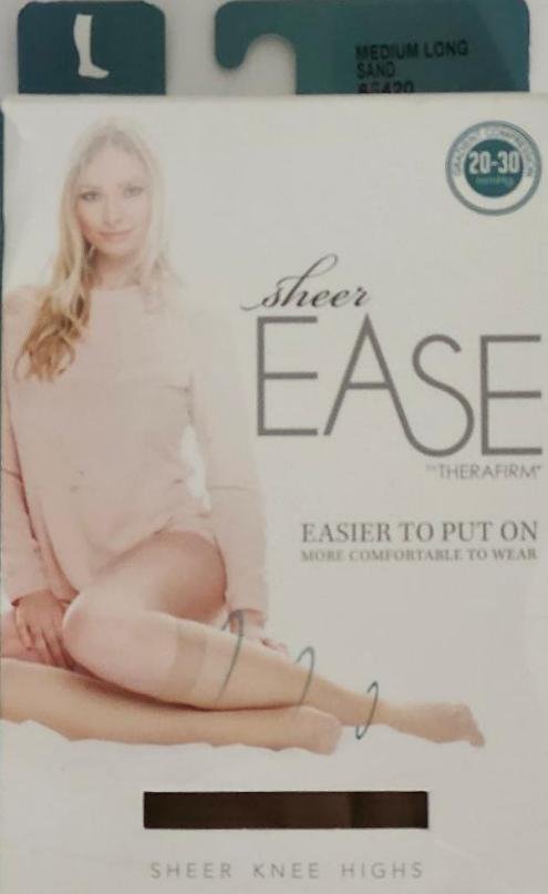 Therafirm Sheer Ease Closed Toe 20-30 20 30 mmHg Sand Color Medium Long