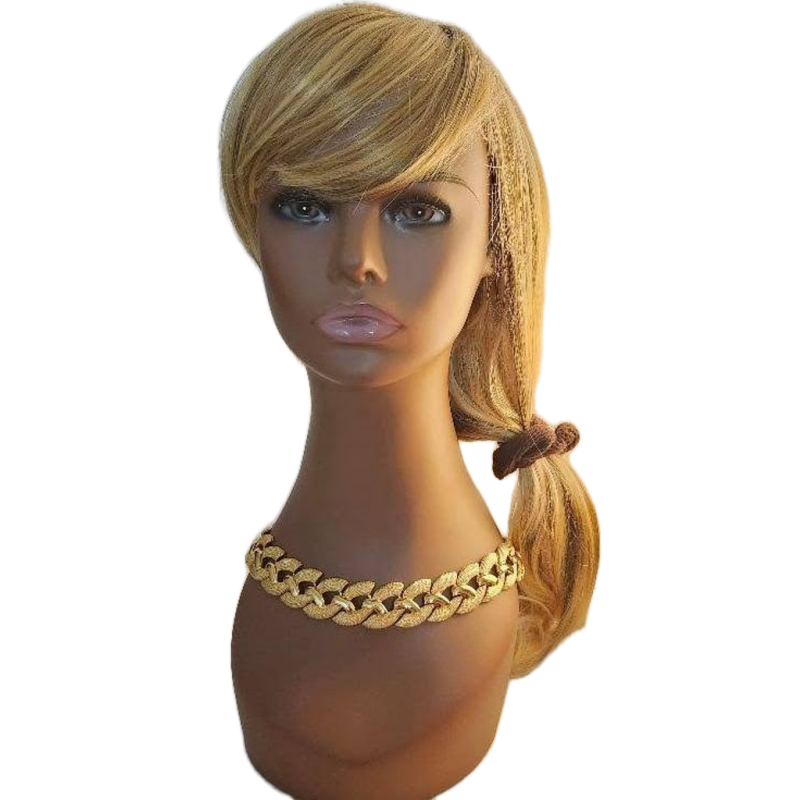 Vintage 1960s Napier Gold Tone Necklace Textured Smooth Pattern Pat 4774473