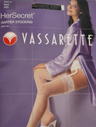 Women's Stockings Vassarette Her Secret Garter Stocking M Black Nylon Leg 3060