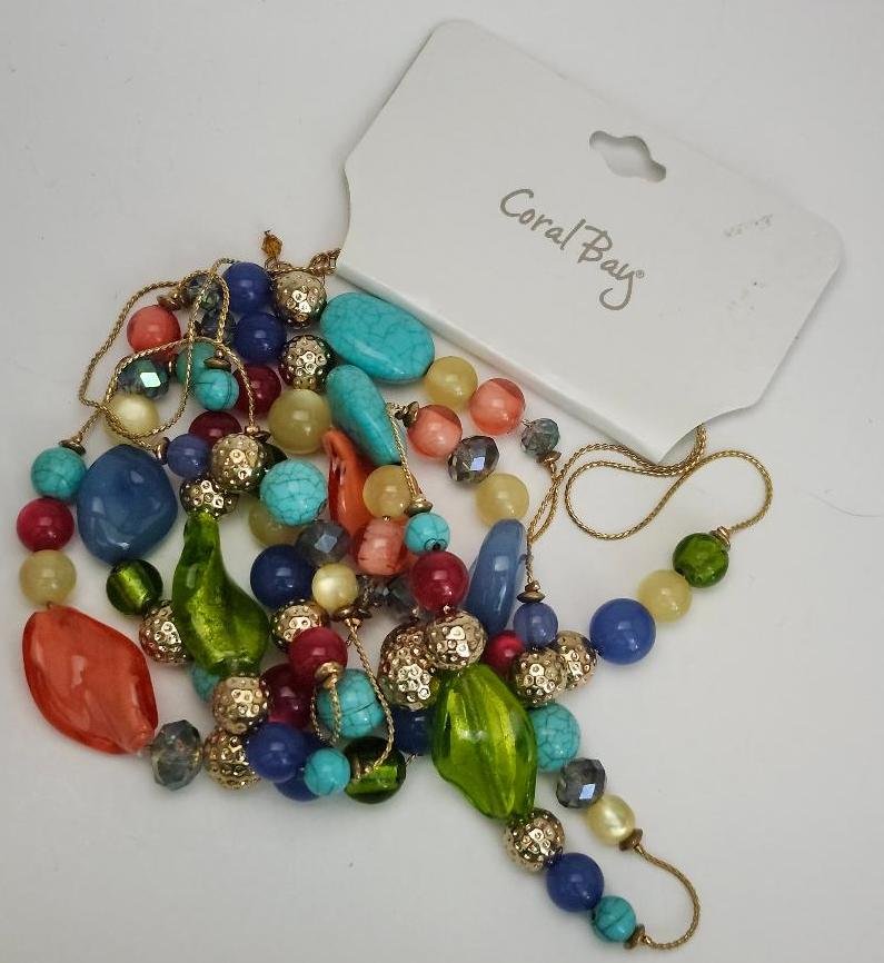 Coral Bay Long Necklace Name Brand Costume Jewelry Colorful Bead Necklace 38