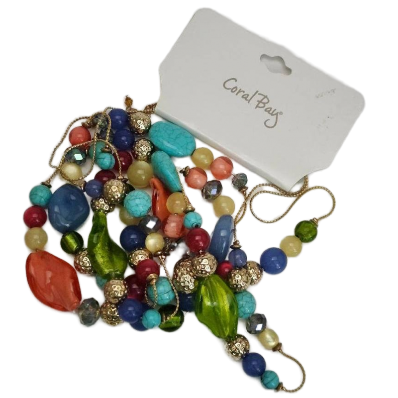 Coral Bay Long Necklace Name Brand Costume Jewelry Colorful Bead Necklace 38