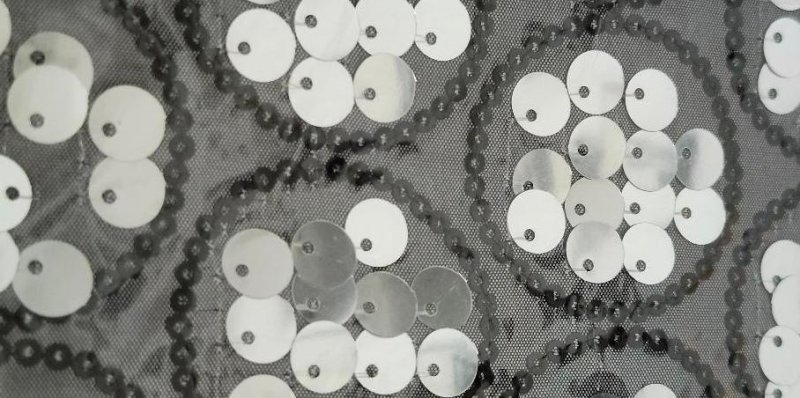 Image 1 of Popular Bath Silver Sinatra Bathroom Fabric Shower Curtain Beads Sequins