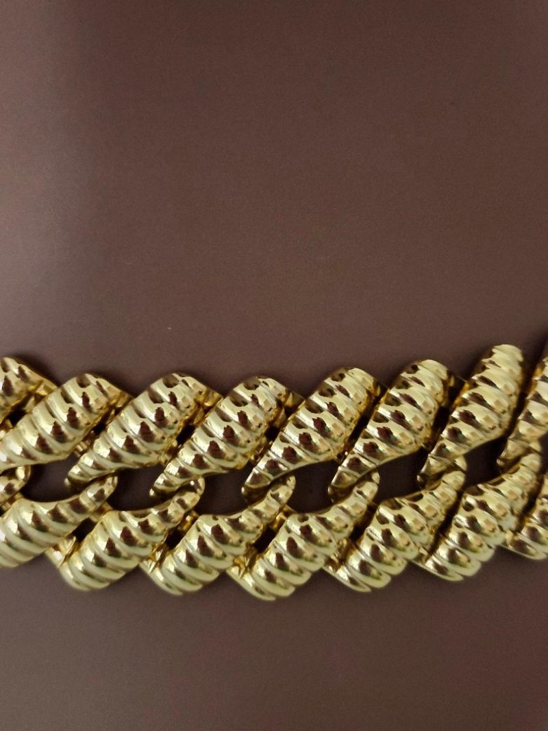 Image 2 of Vintage Napier Gold Necklace Designer Name Brand Necklace Textured Jewelry