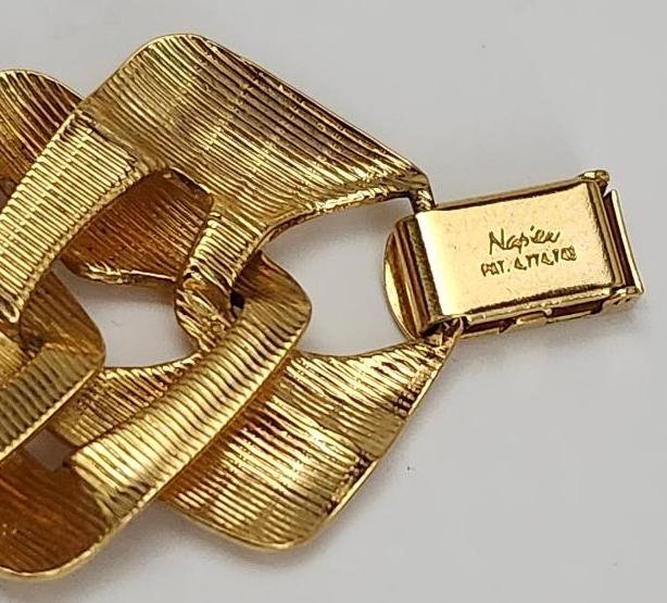 Image 3 of Vintage Napier Gold Necklace Designer Name Brand Necklace Textured Jewelry