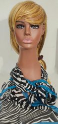 Womens Vintage Scarf 54 Kathie Lee Oblong Zebra Scarf Blue Accent Made in Italy