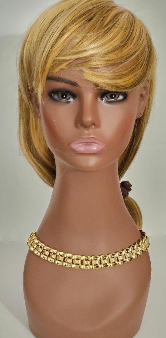 Image 1 of Vintage Napier Gold Tone Linked 18 Inch Necklace 1980s 1990s Textured Smooth