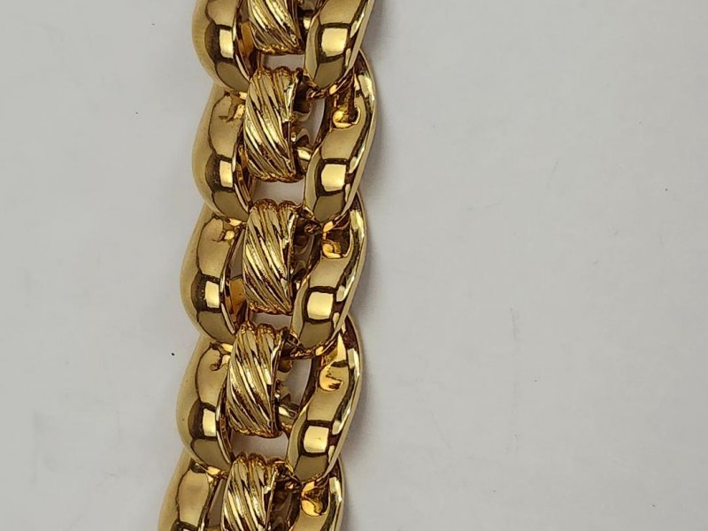 Image 3 of Vintage Napier Gold Tone Linked 18 Inch Necklace 1980s 1990s Textured Smooth