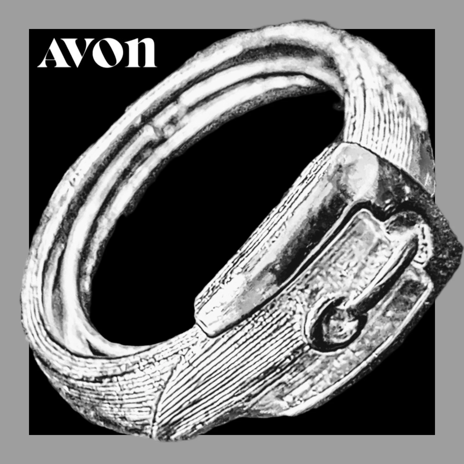 Image 0 of Vintage Avon Belt Buckle Ring Adjustable Size 4 1/2 Sz 5 Boho Chic Urban