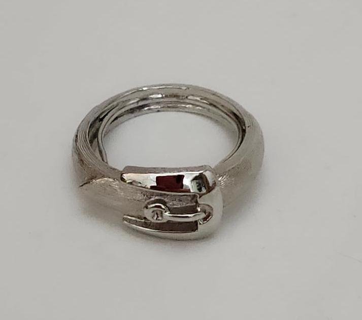 Image 3 of Vintage Avon Belt Buckle Ring Adjustable Size 4 1/2 Sz 5 Boho Chic Urban