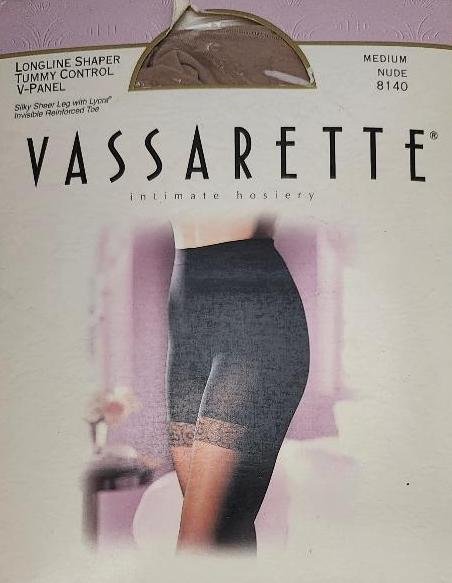 Vassarette Shaper Sheer Pantyhose Sz M Nude 8140 Tummy Control V-Panel Hosiery