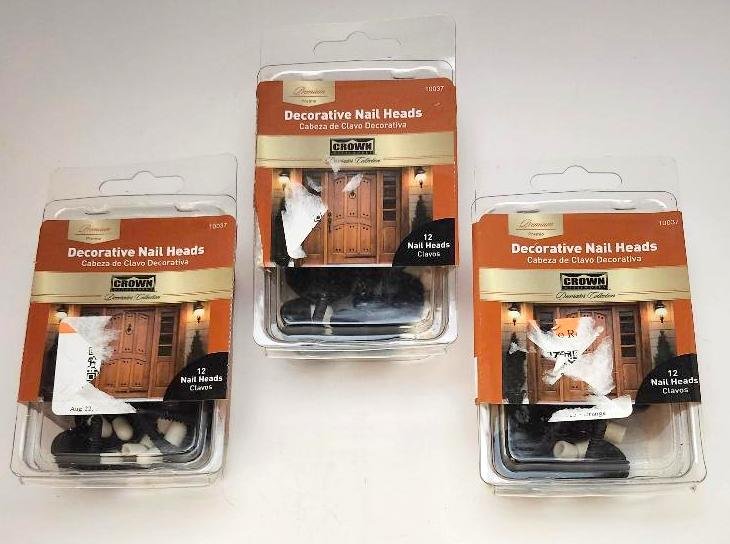 Image 0 of Lot Black Decorative Nail Heads b Crown 12 per pack Garage Door Embellishment