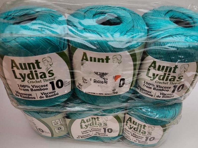 Image 1 of Aunt Lydias Crochet Thread Sea Glass Blue 100 Percent Viscose Bamboo 10 Vintage