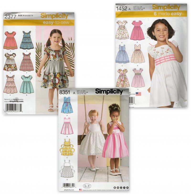 Image 0 of Simplicity Girls Childs 3 4 5 6 7 8 Dresses Sundresses Puffy Sleeves Sleeveless