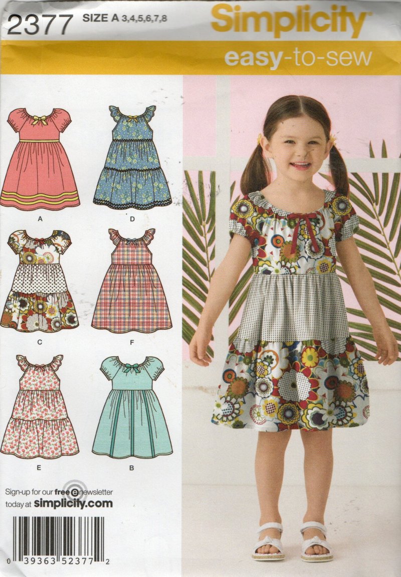Image 1 of Simplicity Girls Childs 3 4 5 6 7 8 Dresses Sundresses Puffy Sleeves Sleeveless