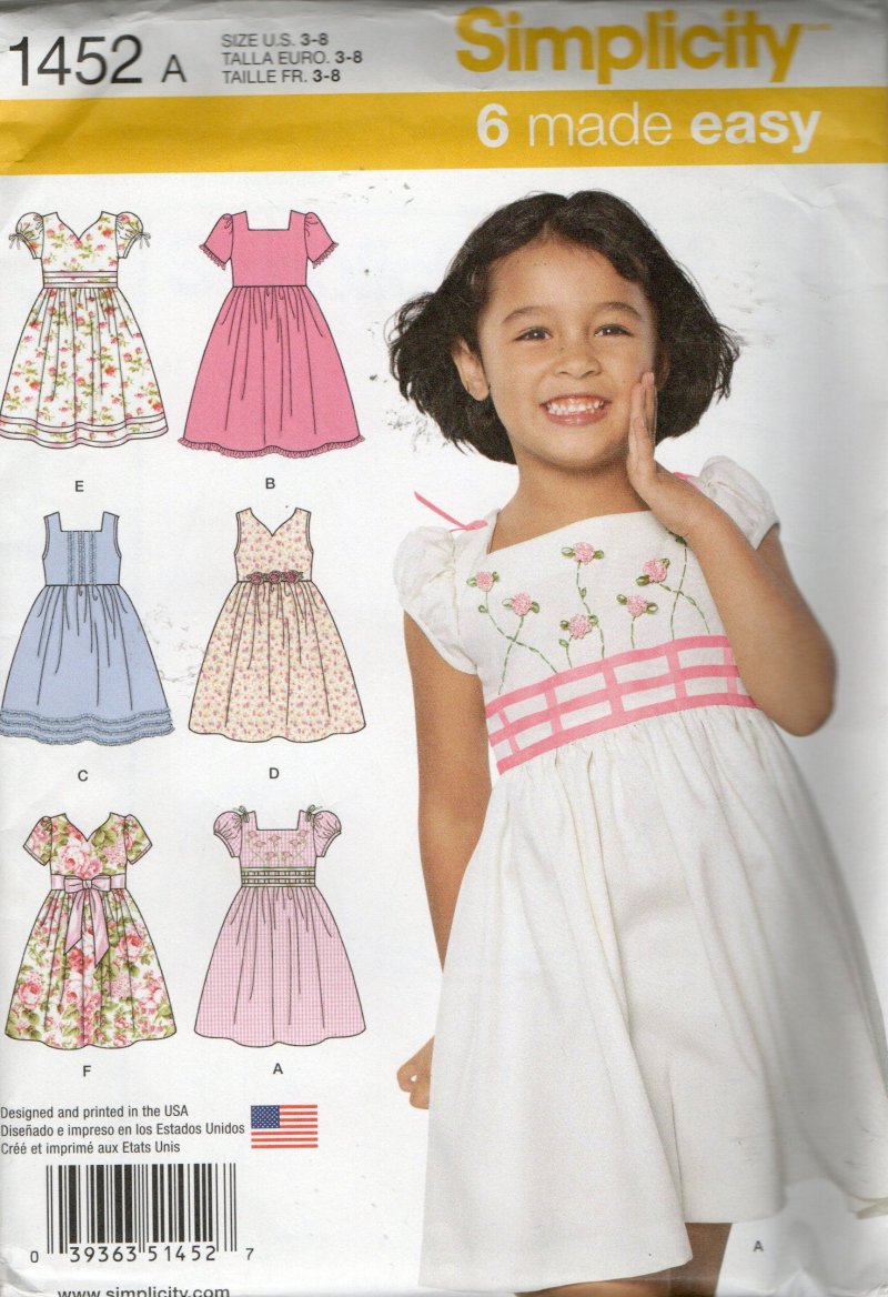 Image 3 of Simplicity Girls Childs 3 4 5 6 7 8 Dresses Sundresses Puffy Sleeves Sleeveless