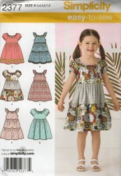 Girls Simplicity Sewing Pattern 2377 Sz 3 4 5 6 7 8 Dresses Puffy Sleeves