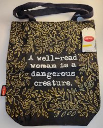 Strand Tote Bag Black Gold Floral A Well Read Women Is a Dangerous Creature