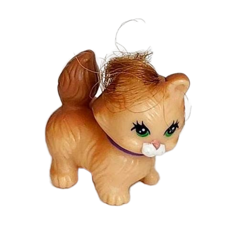 Kenner Littlest Pet Shop Cat Tan Pretend Play Toy w/ Hair and Wheels Head Turns