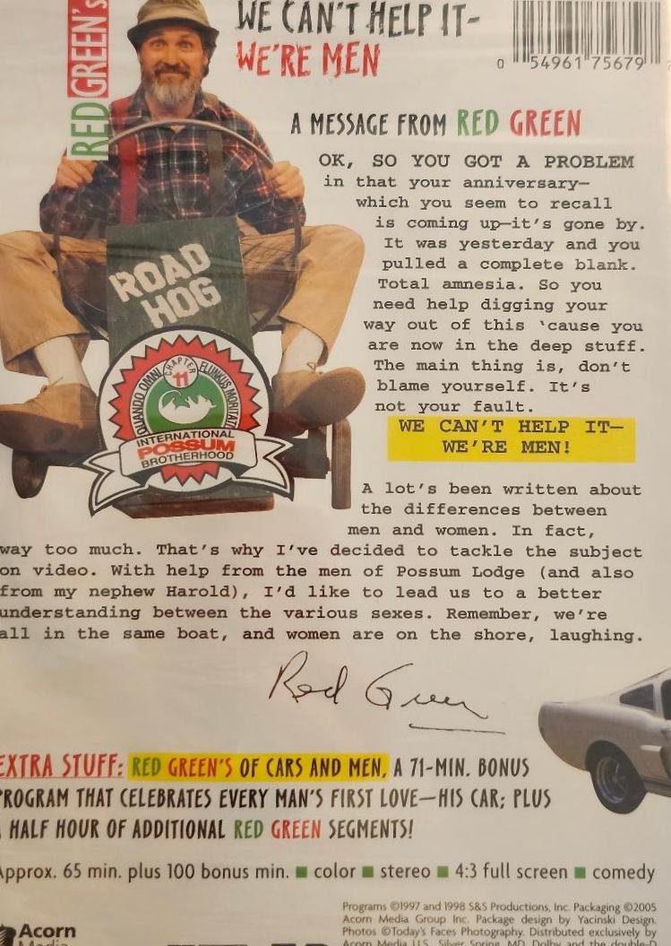 Image 3 of Red Green Ph.D. Red Green's Of Cars and Men We can't Help It We're Men DVD Lot