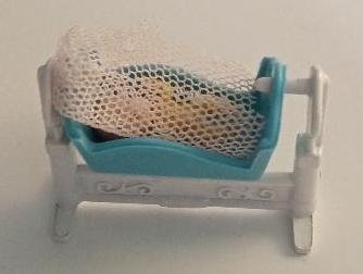 Image 2 of The Littles Vintage 1980s Tiny Baby Doll w/ Swinging Rocker Bed Die Cast Metal