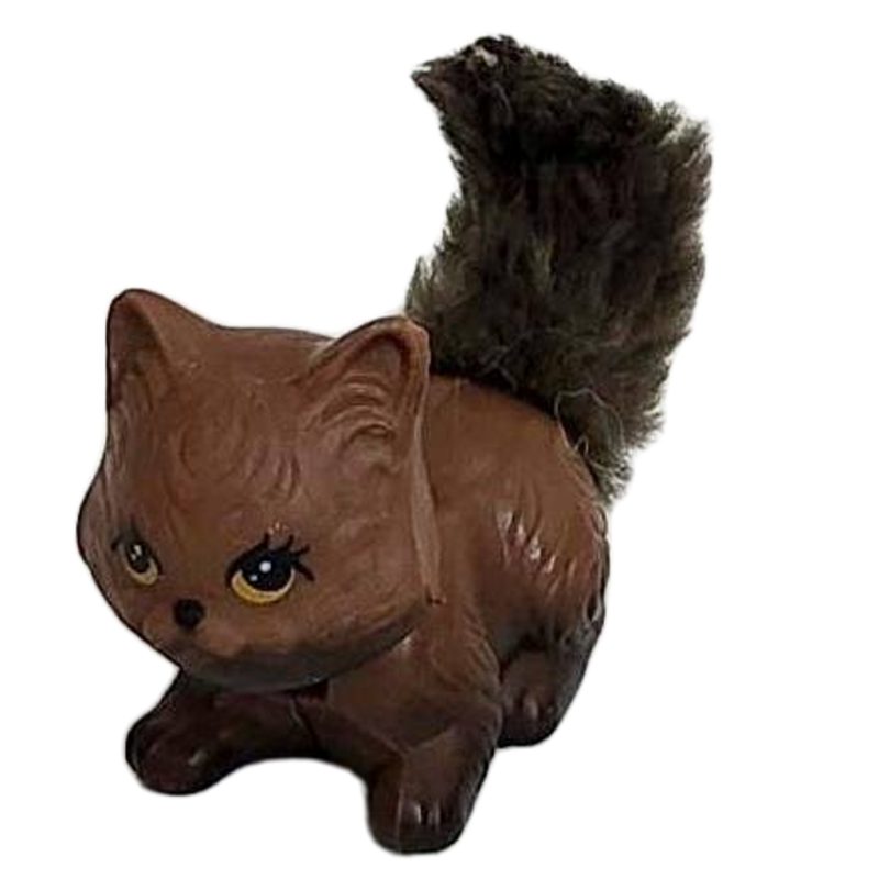 Vintage Littlest Pet Shop Kenner Brown Water Garden Cat Furry Tail Toy Figure