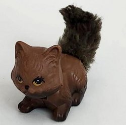 Vintage Littlest Pet Shop Kenner Brown Water Garden Cat Furry Tail Toy Figure