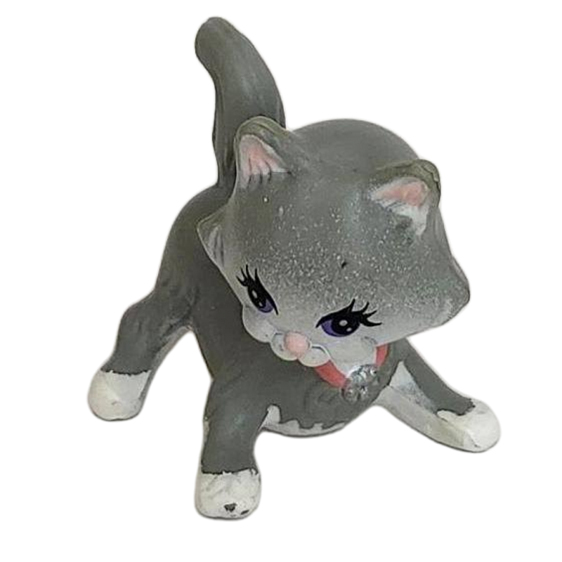 Image 0 of Vintage 1990s Kenner Littlest Pet Shop Gray Tabby Cat Head Bobbles Furry Tummy