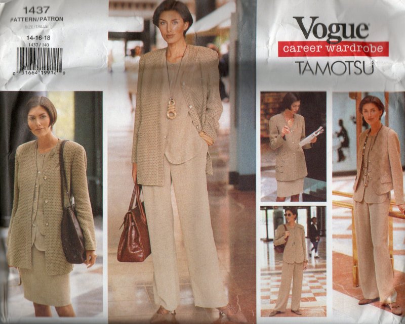 Image 0 of 5 Piece Career Wardrobe Vogue Sewing Pattern 1437 Sizes 14 16 18 TAMOTSU