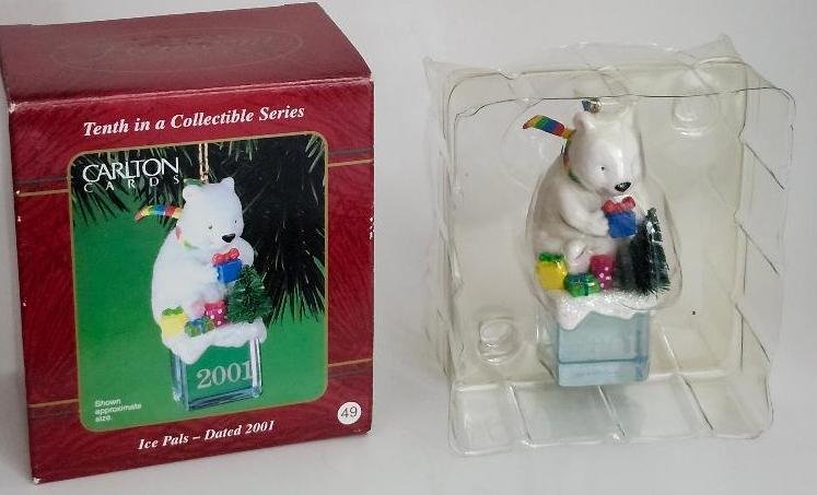 Image 2 of Carlton Cards Heirloom White Bear On Ice Christmas Ornament 10th in Series 2001