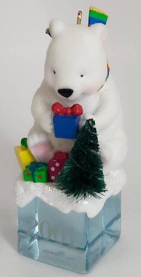 Image 3 of Carlton Cards Heirloom White Bear On Ice Christmas Ornament 10th in Series 2001