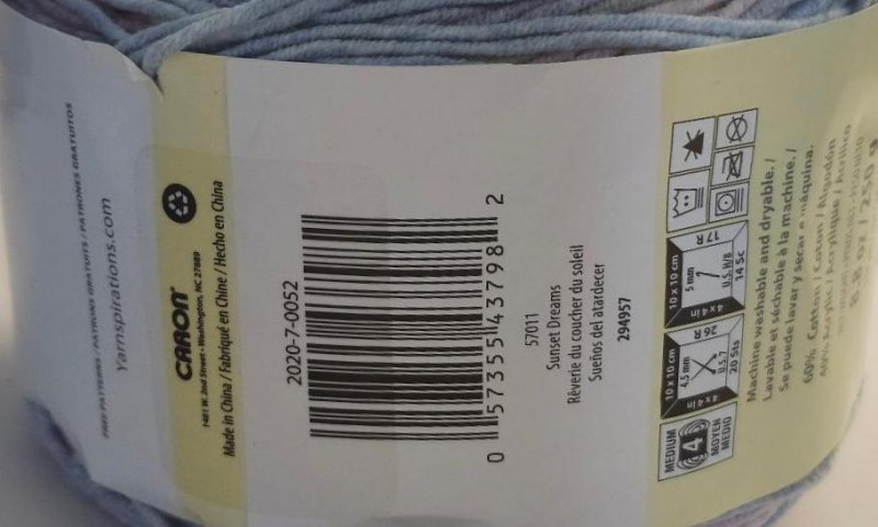 Image 2 of Yarnspirations Caron Cotton Cakes Sunset Dreams Pastels Yarn 530 Yds 8.8 Oz