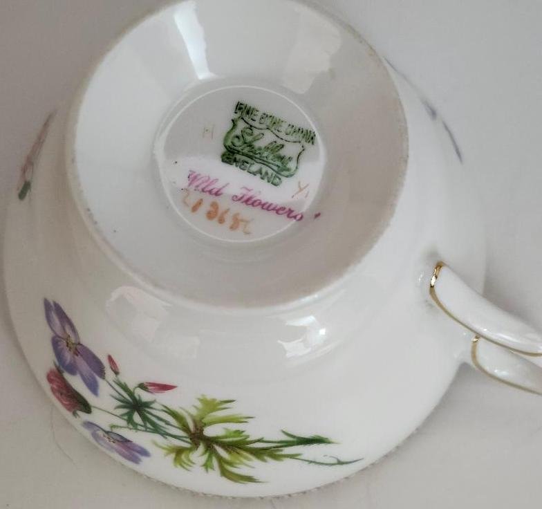 Image 3 of Wild Flowers Teacup Shelley Bone China Cup Made In England 1946 - 1966 Vintage