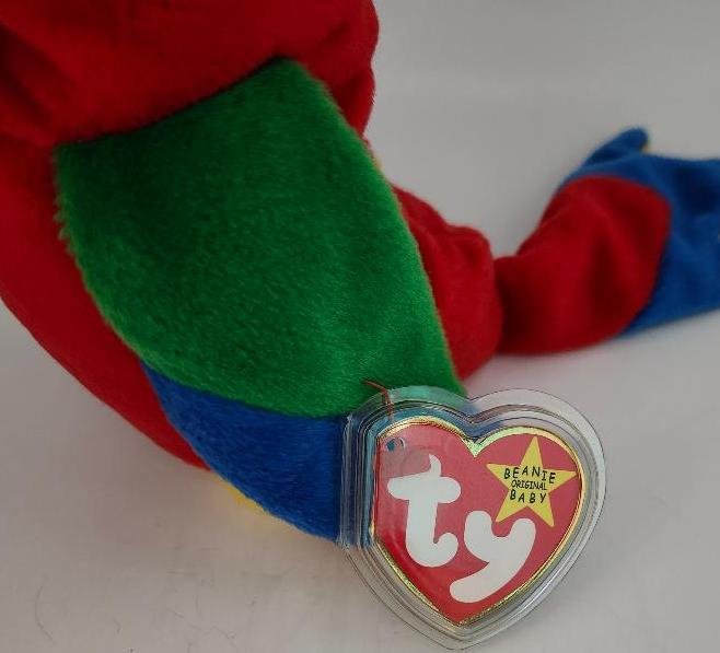 Image 1 of Ty Beanie Baby Parrot Tropical Bird Called Jabber Small Errors 1997 1998