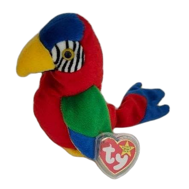 Ty Beanie Baby Parrot Tropical Bird Called Jabber Small Errors 1997 1998