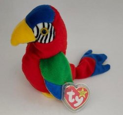 Ty Beanie Baby Parrot Tropical Bird Called Jabber Small Errors 1997 1998