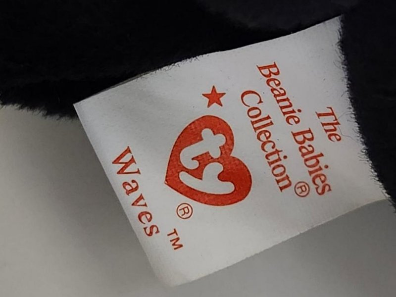 Image 4 of TY Beanie Baby Original Black Waves Mammal 1996 Vintage Toy