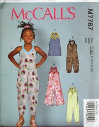 McCalls Sewing Pattern 7767 Toddler Girls Romper Jumpsuit Sz 1 2 3 , 4 5 6