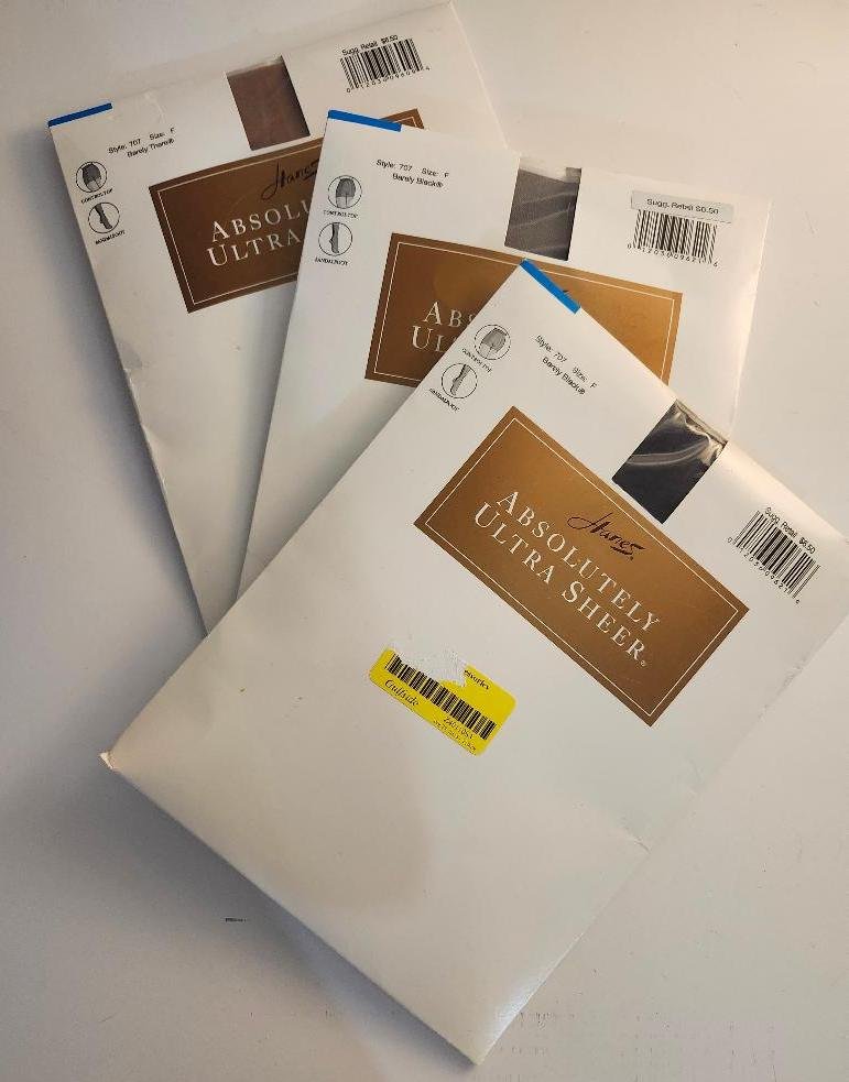 Image 0 of Hanes Absolutely Ultra Sheer Pantyhose Lot 3 Style 707 Sz F Barely Black There