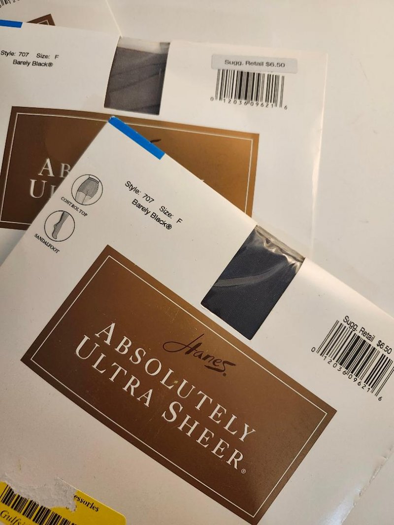 Image 1 of Hanes Absolutely Ultra Sheer Pantyhose Lot 3 Style 707 Sz F Barely Black There