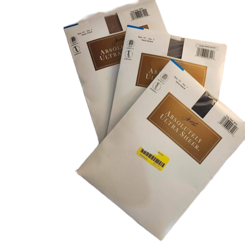 Hanes Absolutely Ultra Sheer Pantyhose Lot 3 Style 707 Sz F Barely Black There