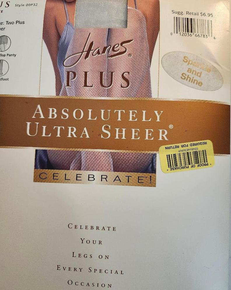 Image 1 of Lot 2 Plus Size 2XL Absolutely Ultra Sheer Sparkle and Shine Silver Style 00P32