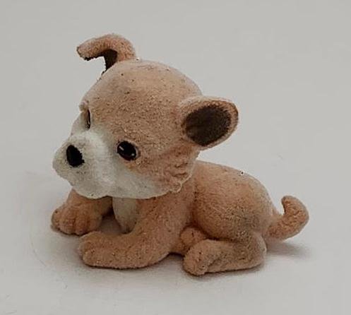 Image 1 of Sitting Peachy Pink Flocked Puppy In My Pocket Toy Puppy Dog Accented w/ Gray