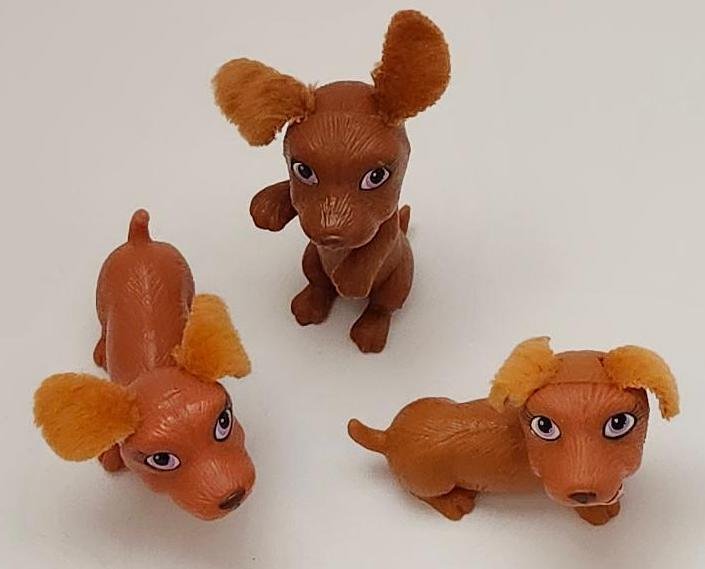 Image 2 of Barbie Pet Pals Triplet Puppy Dogs Pretend Toys Lot Pink Collar Felt Floppy Ears