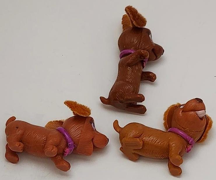 Image 3 of Barbie Pet Pals Triplet Puppy Dogs Pretend Toys Lot Pink Collar Felt Floppy Ears
