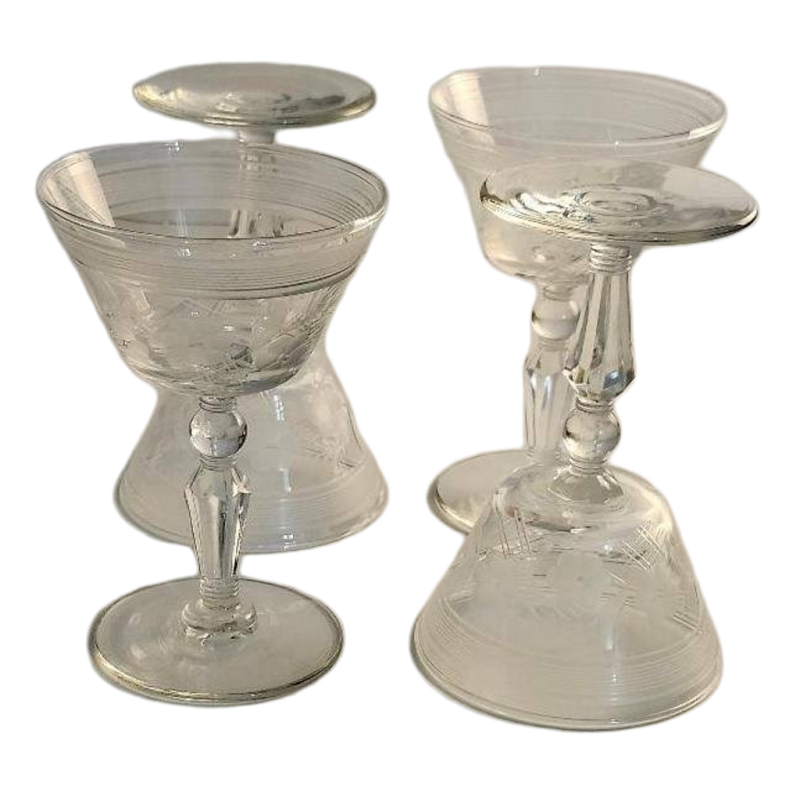 Image 0 of Vintage 50s Set of 4 Libbey Rock Sharpe Champagne Sherbert Glasses In Caprice
