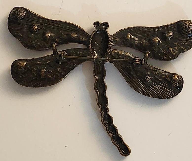 Image 3 of Pink Red Dragonfly Brooch Statement Costume Jewelry Pin Large Dragonfly Insect