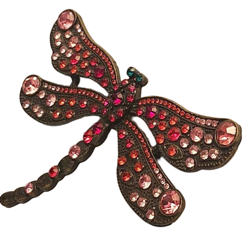 Pink Red Dragonfly Brooch Statement Costume Jewelry Pin Large Dragonfly Insect