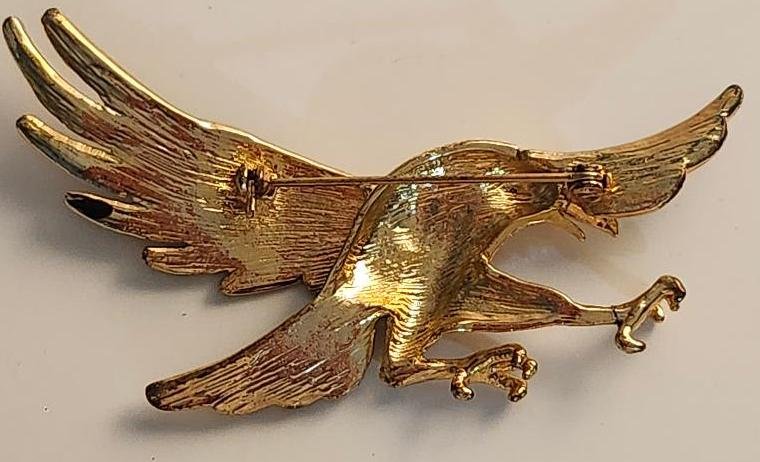 Image 3 of Vintage American Eagle Brooch w/Crystals Enamel for Women Flying in Full Flight